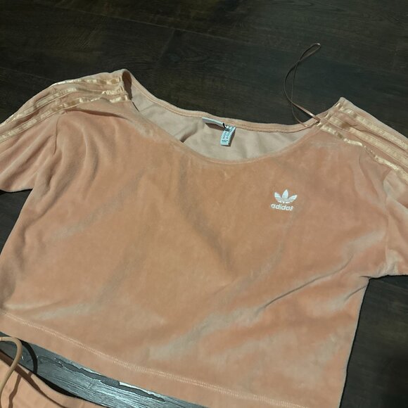 Adidas Originals Velour 3-Stripes Track Suit Matching Set: Top-M, Pants-XL - Picture 4 of 8